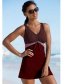 Fashion Wine Red Skirt Conservative Belly-covering Plus Size Split Swimsuit