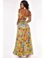 Fashion Red Flower Print Wrap Chest Strapless Top + Split Long Skirt Two-piece Suit