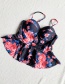 Fashion Color Printed Ruffle Split Swimsuit