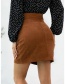 Fashion Camel Irregular One-step Skirt With Bow Crease On Side