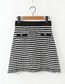 Fashion Black And White Bars Knitted Raw Striped Buckled Skirt