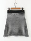 Fashion Black And White Bars Knitted Raw Striped Buckled Skirt