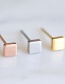 Fashion Silver Shiny Stainless Steel Geometric Square Earrings