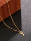 Fashion Golden Stainless Steel Hollow Fishbone Geometric Alloy Necklace
