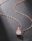 Fashion Rose Gold Stainless Steel Geometric Square Necklace With Diamonds
