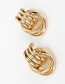 Fashion Golden Geometric Stud Earrings With Round Metal Ring