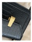 Fashion Black Croc-embossed Lock Shoulder Bag