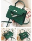 Fashion Green Stone Textured Shoulder Crossbody Bag
