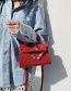 Fashion Red Stone Textured Shoulder Crossbody Bag