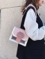 Fashion Pink Contrast Stitching Translucent Square Button Shoulder Crossbody Bag