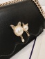 Fashion Black Chain Pearl Cat Lock Cross-body Bag