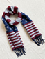 Fashion Red + Blue Knitted Five-pointed Star Fringed Scarf