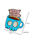 Fashion Blue Skull Coffee Cup Death Before Decaf Brooch