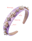 Fashion Purple Diamond And Pearl Flower Broadband Hair Band