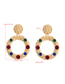 Fashion Color Geometric Round Earrings With Alloy Inlaid Rhinestones