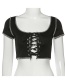 Fashion Black Short T-shirt With Round Neck And Short Sleeves