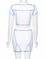 Fashion White Short-sleeved Word Collar T-shirt High Waist Bag Hip Skirt Suit