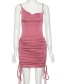 Fashion Pink Strapless Slim-fit Drawstring Dress