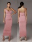 Fashion Pink Strapless Slim-fit Drawstring Dress