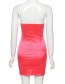 Fashion Rose Red Hip Dress With Rhinestone Straps And Backless Slim Fit