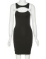 Fashion Black Round-neck Sleeveless Cutout Contrast Dress