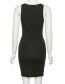 Fashion Black Round-neck Sleeveless Cutout Contrast Dress