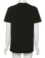 Fashion Black Round Neck Printed Short Sleeve T-shirt