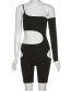 Fashion Black Cutout Slim One-shoulder Exposed Bodysuit