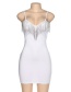Fashion White Strap V-neck Rhinestone Slim Dress