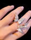 Fashion Silver Three-dimensional Three Butterfly Micro-set Zircon Open Ring