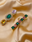 Fashion Green + Pink Diamond-shaped Faceted Crystal Geometric Hairpin
