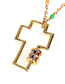 Fashion Golden Diamond-cut Hollow Cross Stainless Steel Necklace