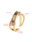 Fashion Golden Geometric Cross Copper Micro-set Color Zircon Open Ring