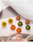 Pink Small Daisy Flower Notch Contrast Color Stud Earrings