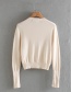 Creamy-white Single-breasted Round Neck Knitted Cardigan