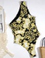 Fashion Yellow Print One-piece Swimsuit With Cutout Shoulder And Belt