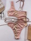 Fashion Golden Hollow One-shoulder Snake Print Printed One-piece Swimsuit