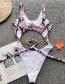 Fashion Rose Red Metallic Ring Bow Stitching One-piece Swimsuit