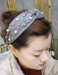 Fashion Navy Blue Leather Stud Pearl Wide Brim Knot Headband