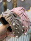 Fashion Pink Pu Leather Stud Pearl Wide-brimmed Hair Band