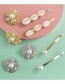Fashion Silver Shell Inlay Clip Alloy Inlaid Pearl Earring Combination