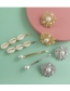 Fashion Golden Shell Inlay Clip Alloy Inlaid Pearl Earring Combination
