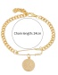 Fashion Golden Alloy Chain Coin Brooch Bracelet