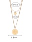 Fashion Golden Metal Round Coin Two-layer Necklace