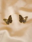 Fashion Ancient Gold Flower Butterfly  Silver Pin Stud Earrings