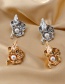 Fashion Silver Metal Inlaid Pearl Fold Flower Stud Earrings
