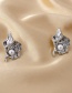 Fashion Golden Metal Inlaid Pearl Fold Flower Stud Earrings