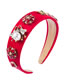 Fashion Red Bee With Pearl Rhinestone Flowers