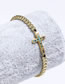Fashion Golden Rhinestone Cross Copper Plated True Gold Beads Hand Woven Bracelet