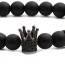 Fashion Matte Black Crown B (8mm) Frosted Stone Black Zirconium Crown Beaded Elastic Bracelet